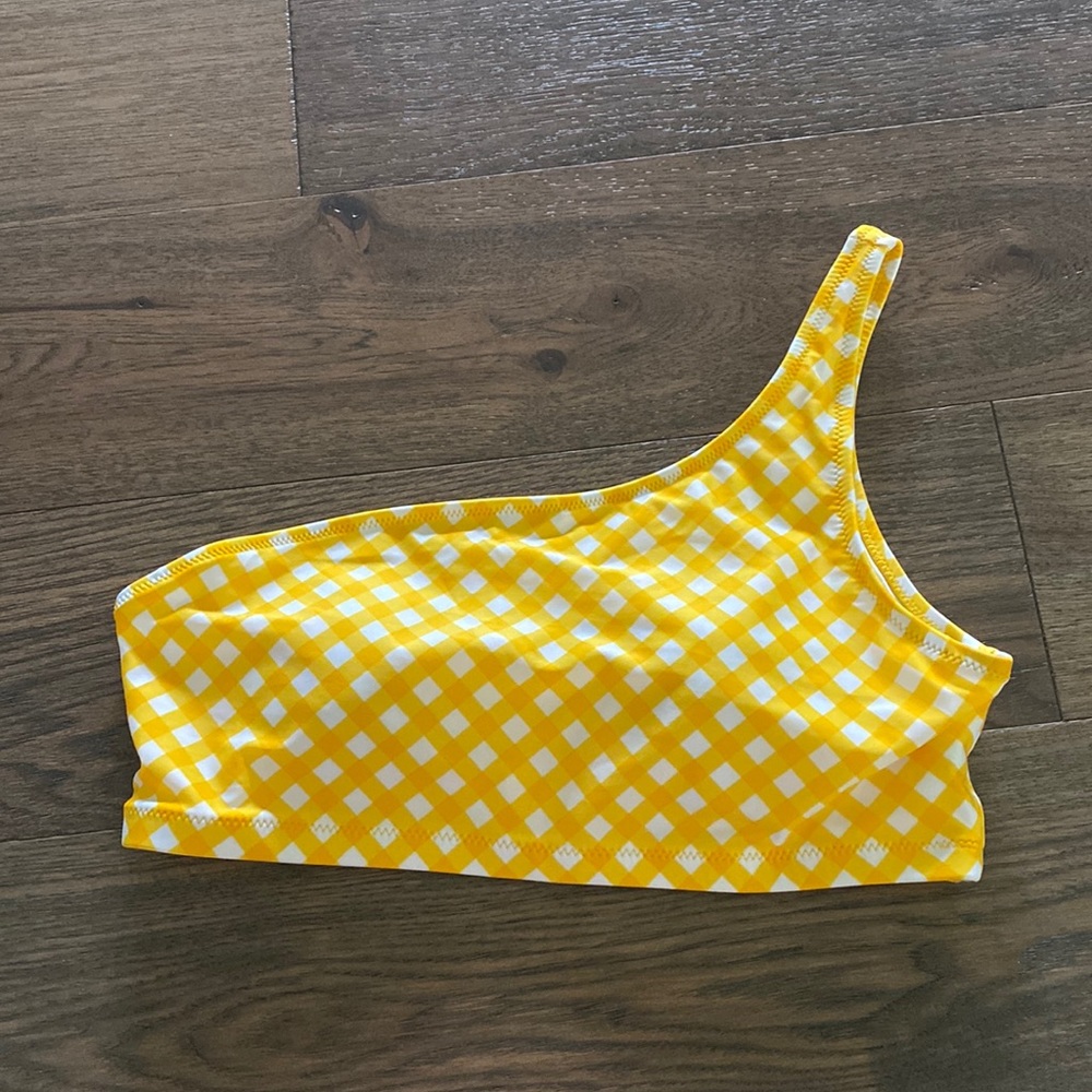 Old Navy Yellow Checkered One-Strap Bikini Top
